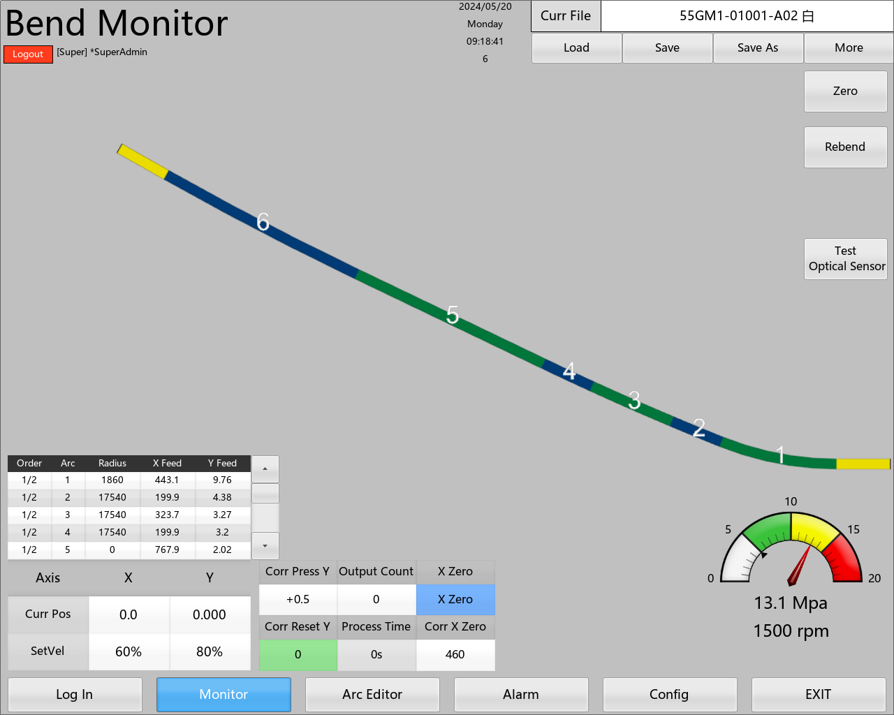 Roll bending operating system interface 2